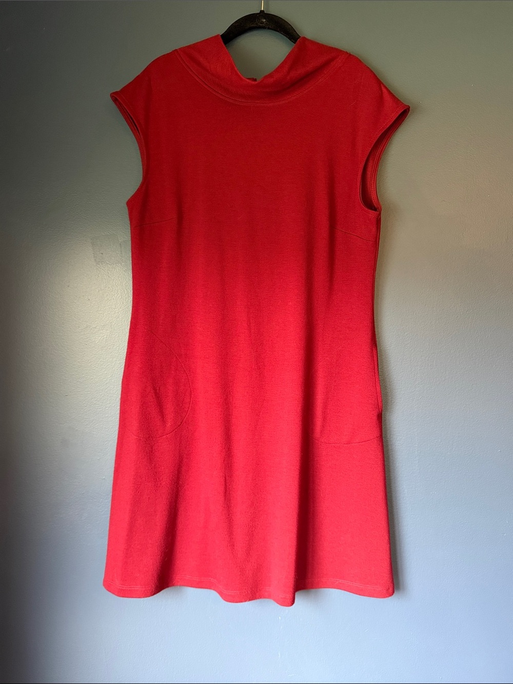 Sleeveless Burgundy Mini Dress with High Scoop Neck